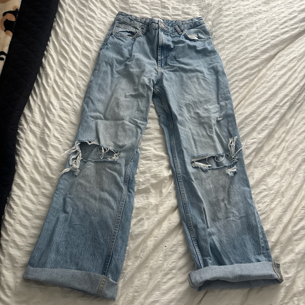 Zara Distressed Light Blue Jeans